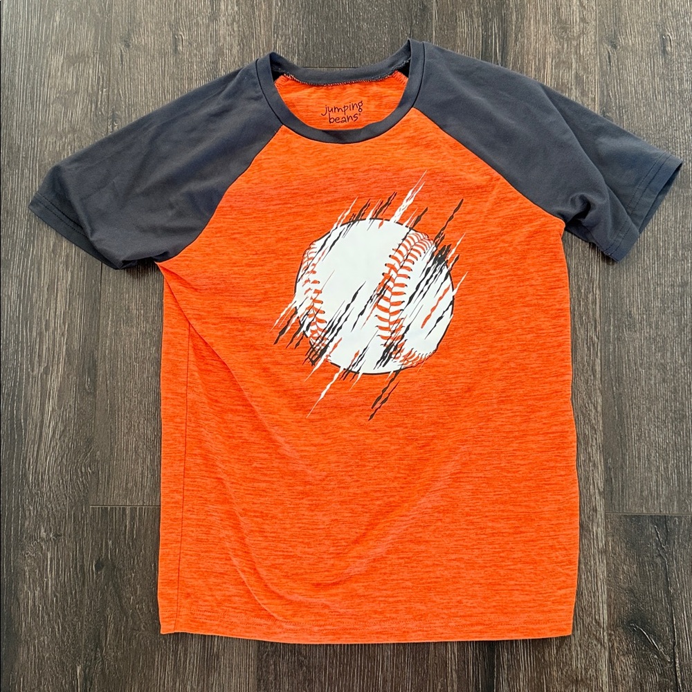 Jumping Beans Orange and Black Baseball Tee
